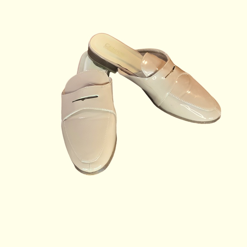 Catherine Malandrino | Women Tuxedo Nude Blush Patent Loafer Mule Flats 8.5